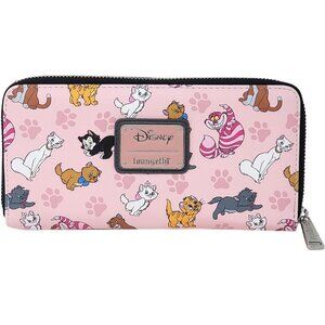 Disney Cats Faux Leather Zip Around Clutch Wallet Adult Multicolor